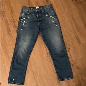 Alice & Olivia flower embroidered girlfriend jeans